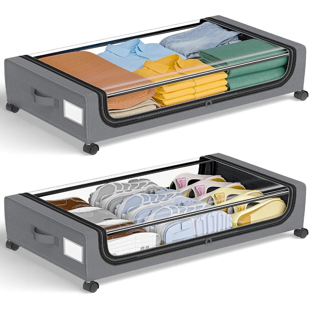Rynx | Underbed Storage Stackable Wheeled Box Organizer