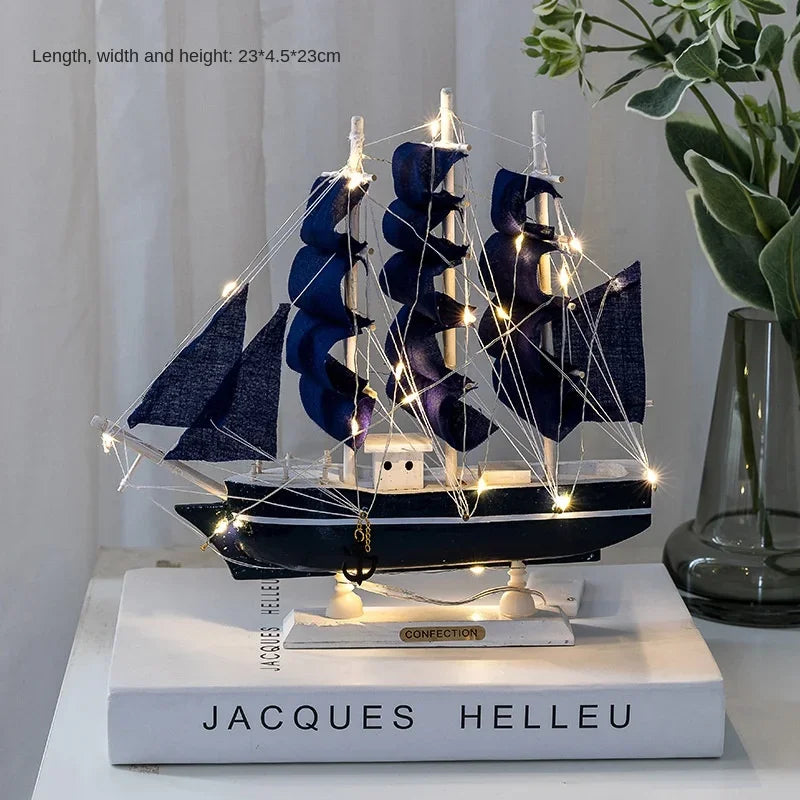 RYNX | New Wooden Sailing Boat Model Office Living Room Decoration Craft Nautical Decoration Creative Model Home Decor Birthday Gift