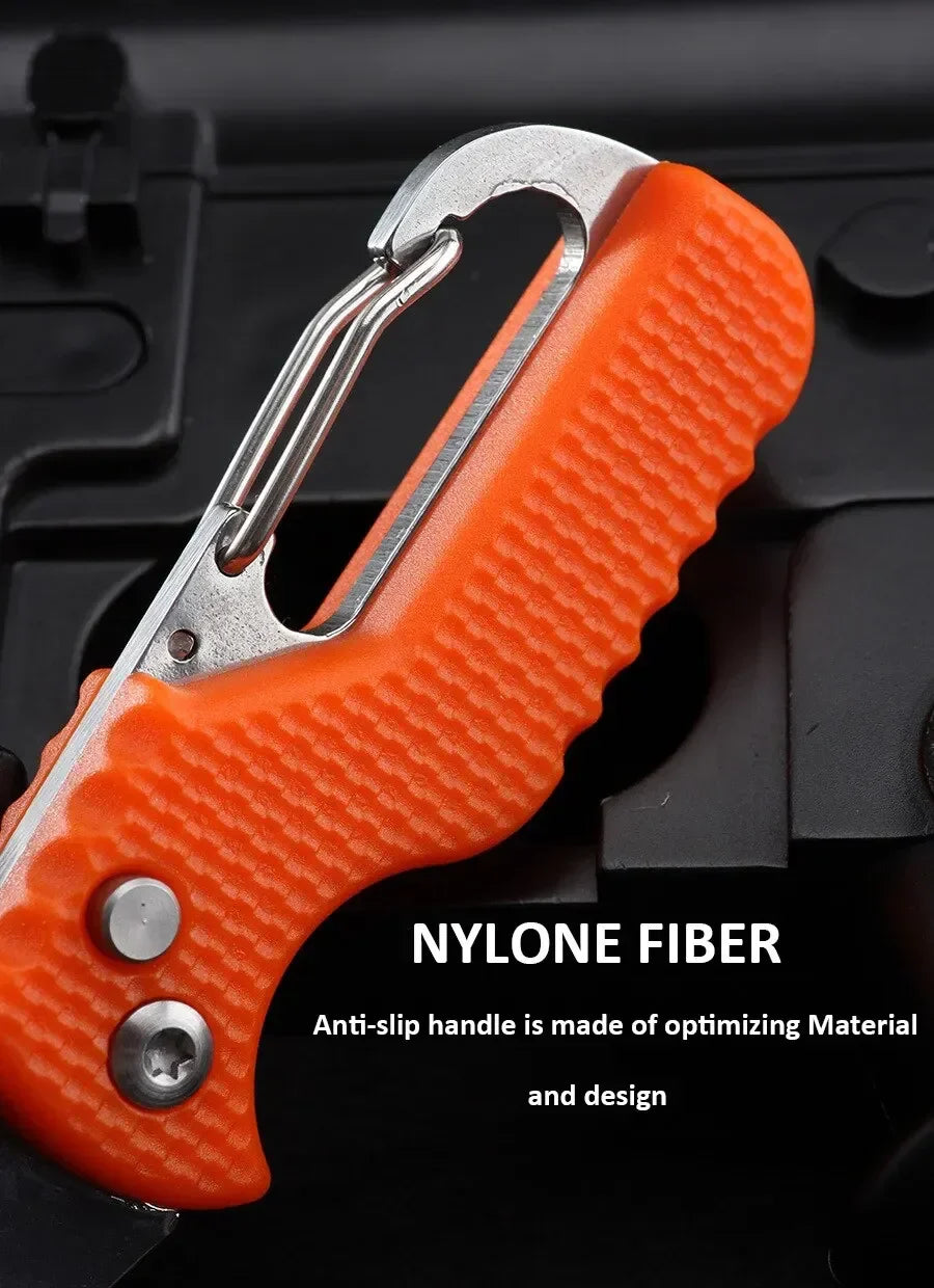 Rynx | Portable Folding Knife with Keychain - Serrated Hook Knife for Outdoor Camping, Express Package Gift, and Survival Tool Box Opener