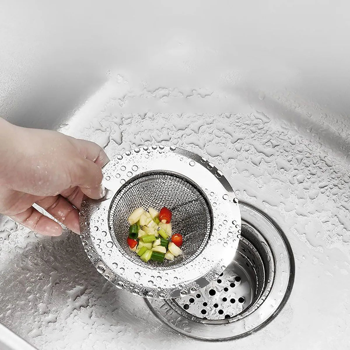 Rynx | Stainless Steel Kitchen Sink Strainer - Anti-Blocking Funnel, Hair Catcher for Basin, Floor Drain and Dishwasher