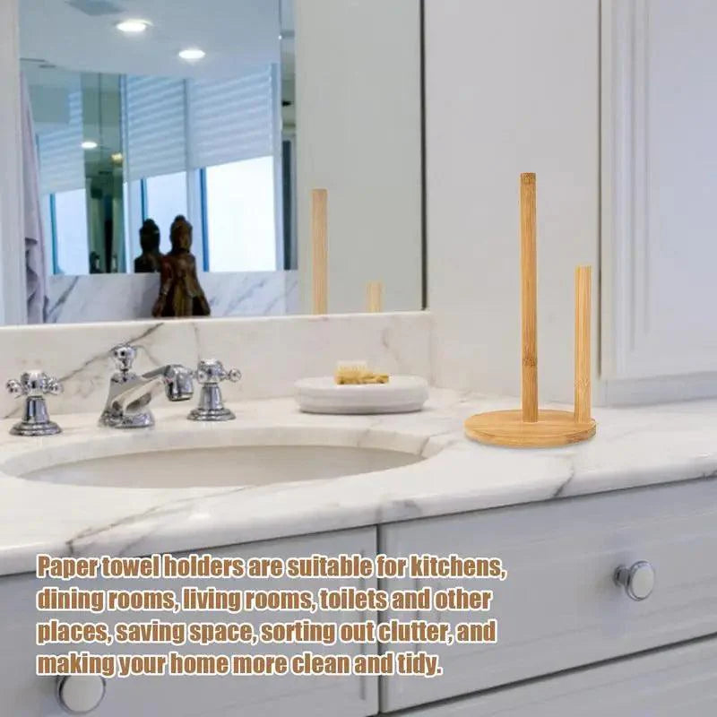 Rynx | Bamboo Storage Holder for Kitchen and Bathroom - Eco-Friendly Organizer for Paper and Cling Film
