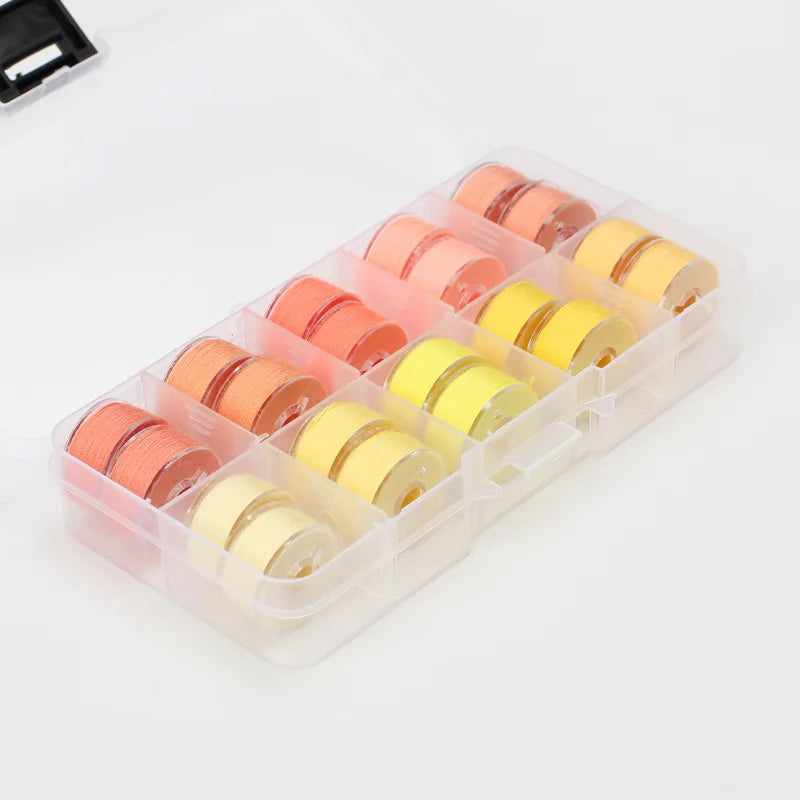 Rynx | 25/20 Colors Set Bobbin Thread Polyester Spools - Sewing Machine Bobbins with Storage Box for Embroidery and Sewing Accessories