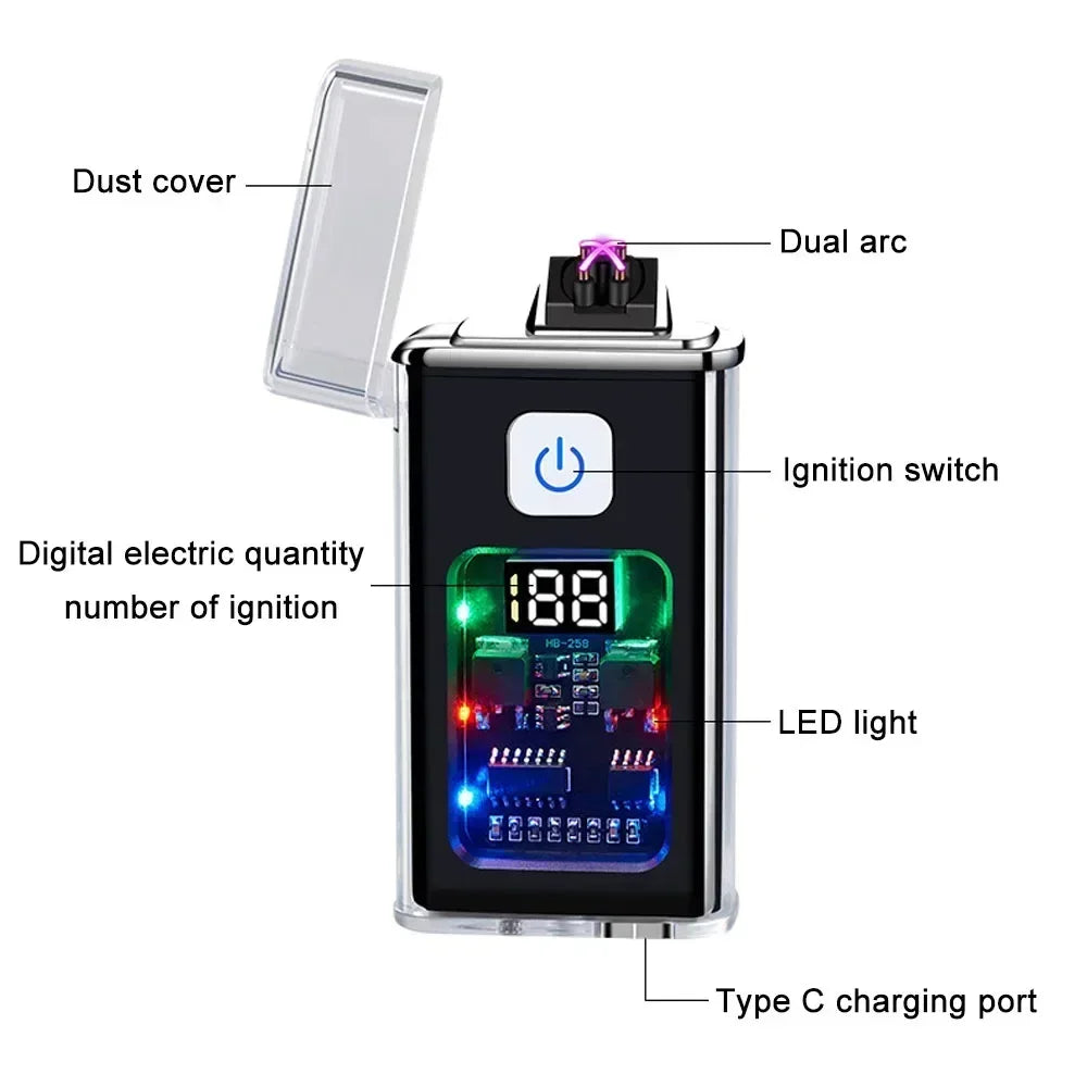 Rynx | Stylish USB Rechargeable Electric Lighter - Windproof Dual ARC Plasma Lighter for Men, Ideal for Outdoor Camping and Fire Starting