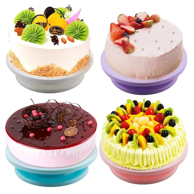 Rynx | Plastic Cake Turntable: Rotating Stable Stand for Baking Decoration - DIY Mold, Anti-Skid Round Cake Table