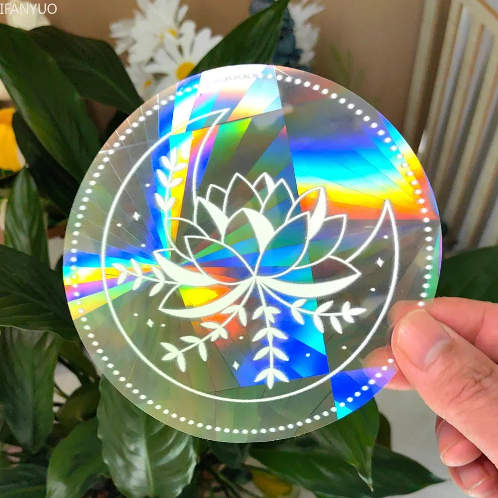 Rynx | PVC Self-Adhesive Glass Window Stickers | Sun Catcher Cat Moth Energy Suncatcher | Rainbow Prisms Sunlight Decals
