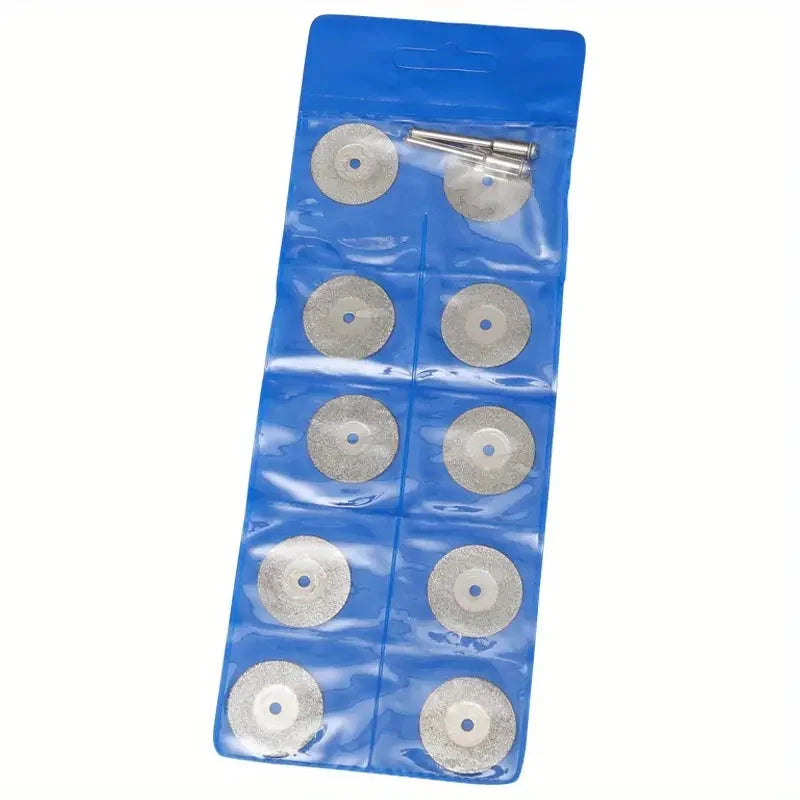 Rynx | Diamond Cut Off Rotary Tool Discs: 10Pcs 16-30mm Mini Sharp with Hole for Dremel - DIY Accessories with 2Pcs Rod