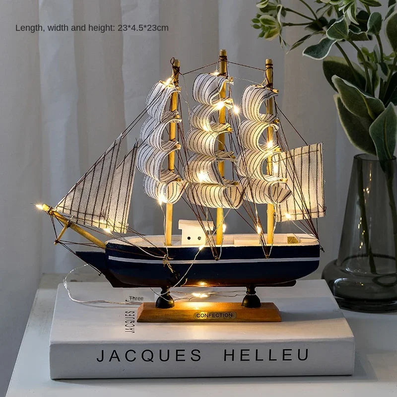 RYNX | New Wooden Sailing Boat Model Office Living Room Decoration Craft Nautical Decoration Creative Model Home Decor Birthday Gift