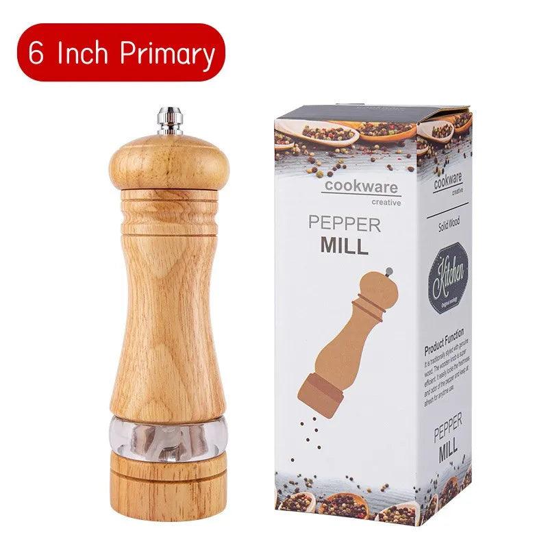 Rynx | Vintage Handcrafted Wooden Spice Mill Set - 6-Inch Gourmet Salt and Pepper Mills