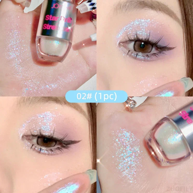 Rynx | 4pcs/1pcs Flüssiger Lidschatten Perlen Glitzer Lang anhaltend Wasserdicht Flüssiger Lidschatten Schnelltrocknender Glitzer Schimmer Augen Make-up