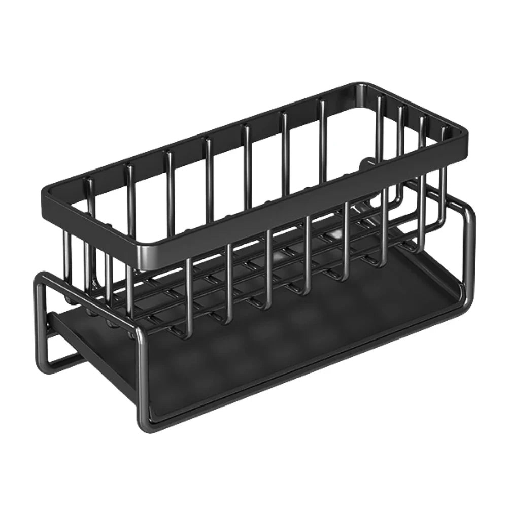 Rynx | Stainless Steel Sink Drain Rack with Sponge Storage - Kitchen Faucet Holder and Soap Drainer