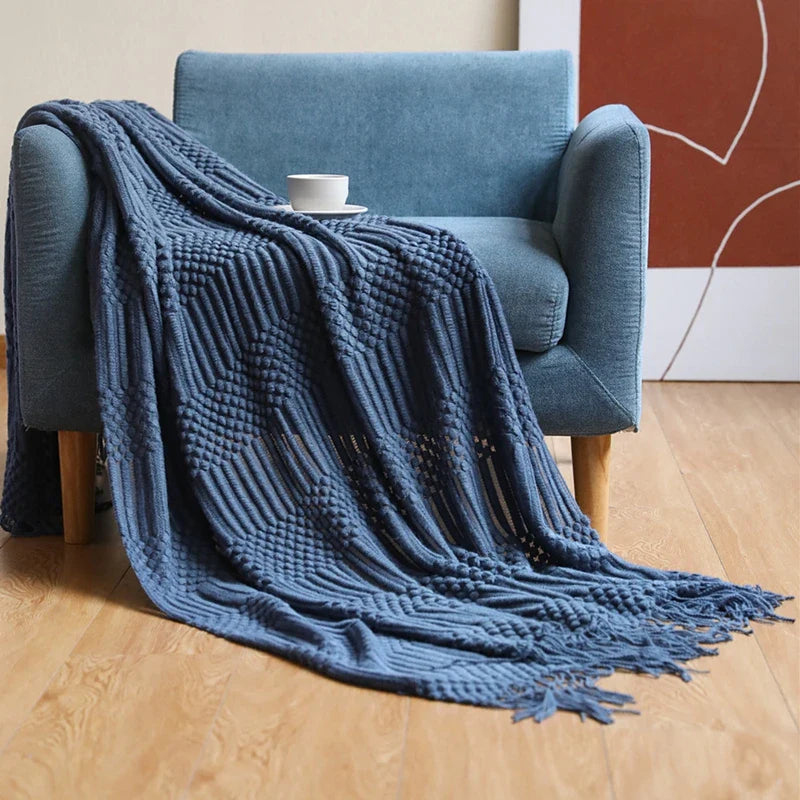 Rynx | purple diamond knit blanket
