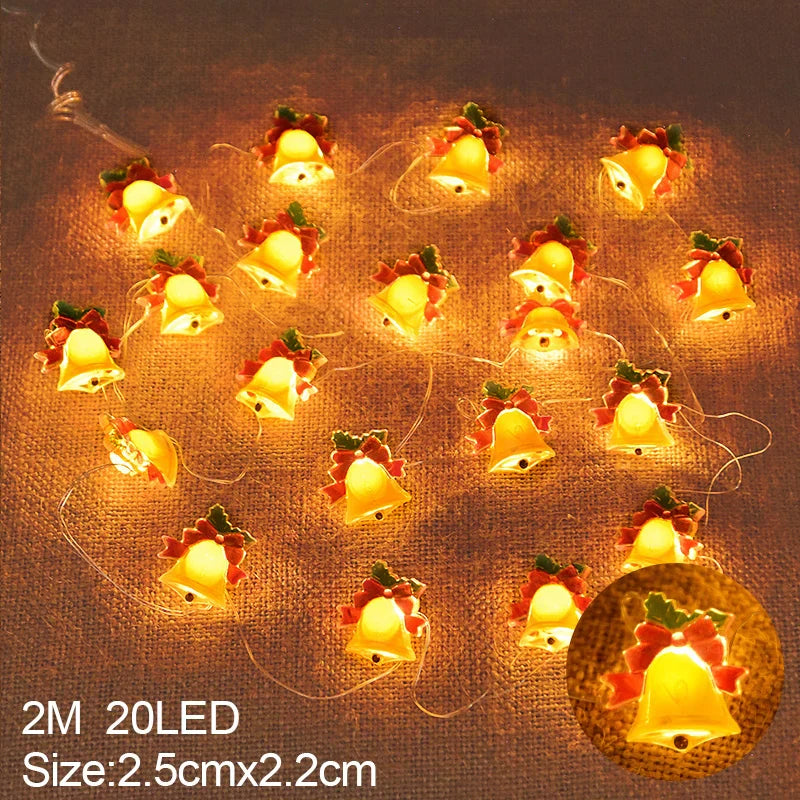 Rynx | 2M 20LED Santa Snowflake LED String Lights Christmas Decoration For Home Xmas Tree Ornament 2024 Christmas Kids Gift New Year