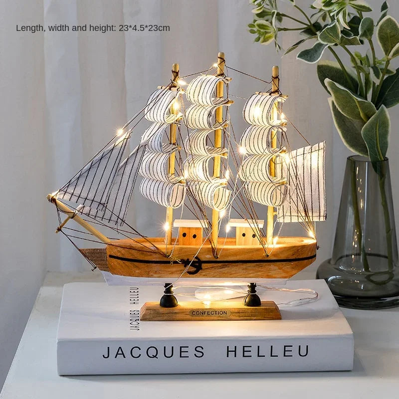 RYNX | New Wooden Sailing Boat Model Office Living Room Decoration Craft Nautical Decoration Creative Model Home Decor Birthday Gift