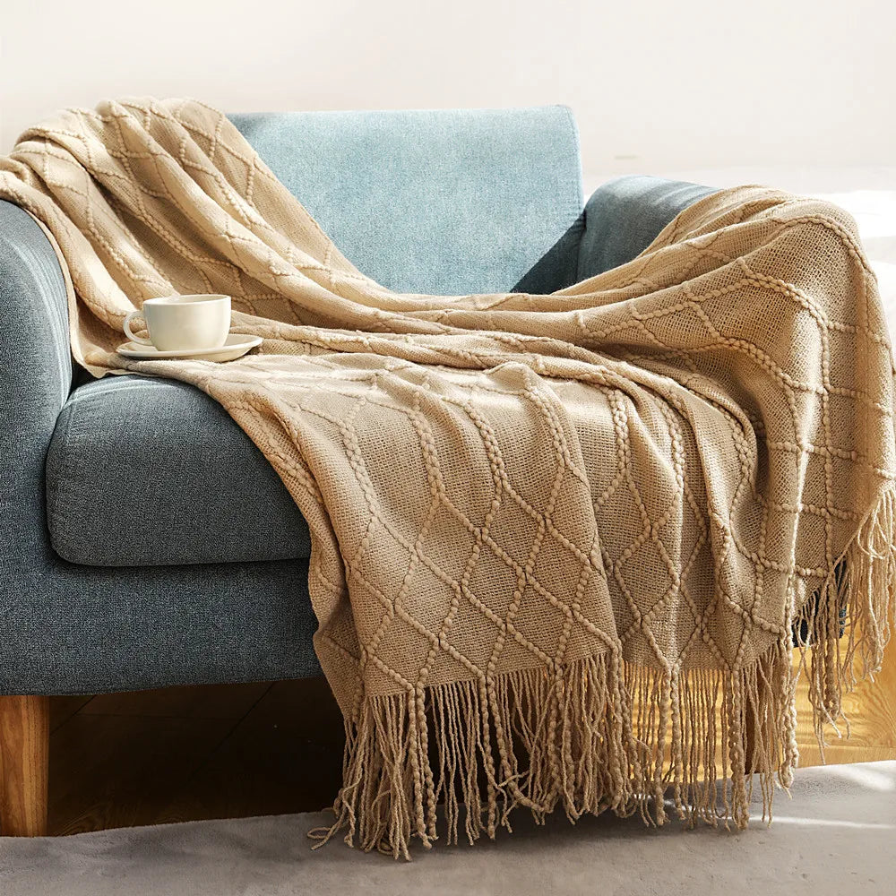 Rynx | purple diamond knit blanket