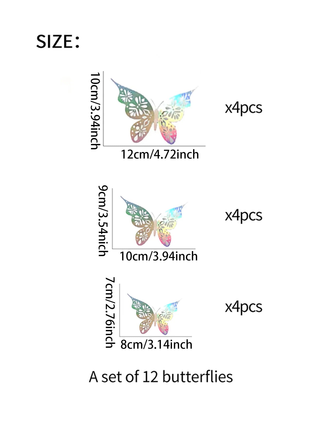 Rynx | 12 Pieces 3D Hollow Butterfly Wall Sticker - Bedroom Living Room Home Decoration Paper Butterflies