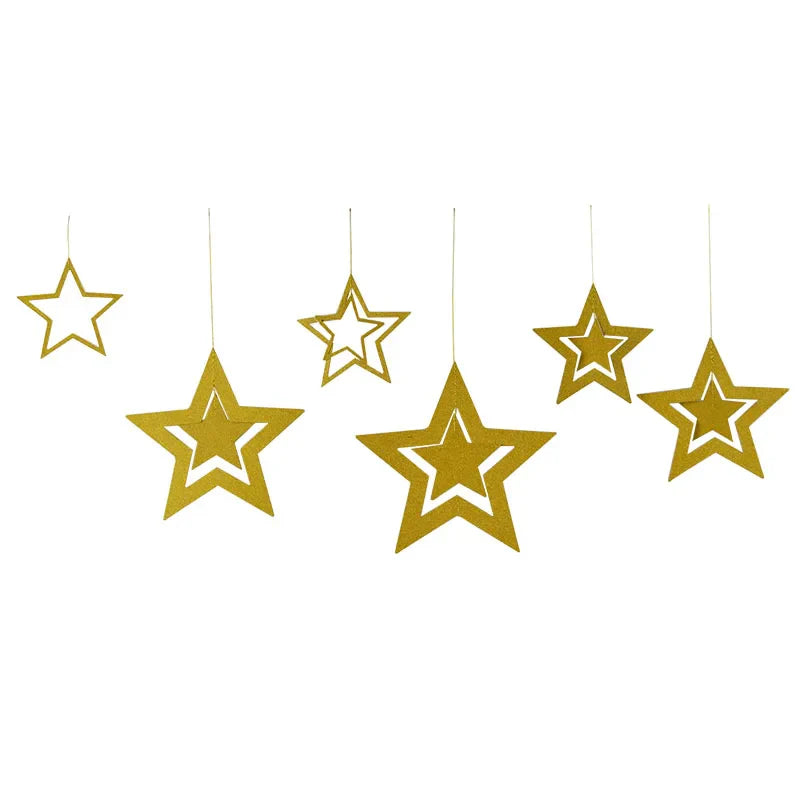 Rynx Rose Gold High Star Paper Garlands Banner Hanging for Wedding Christmas Decorations Kids Birthday Party Supplies Baby Party