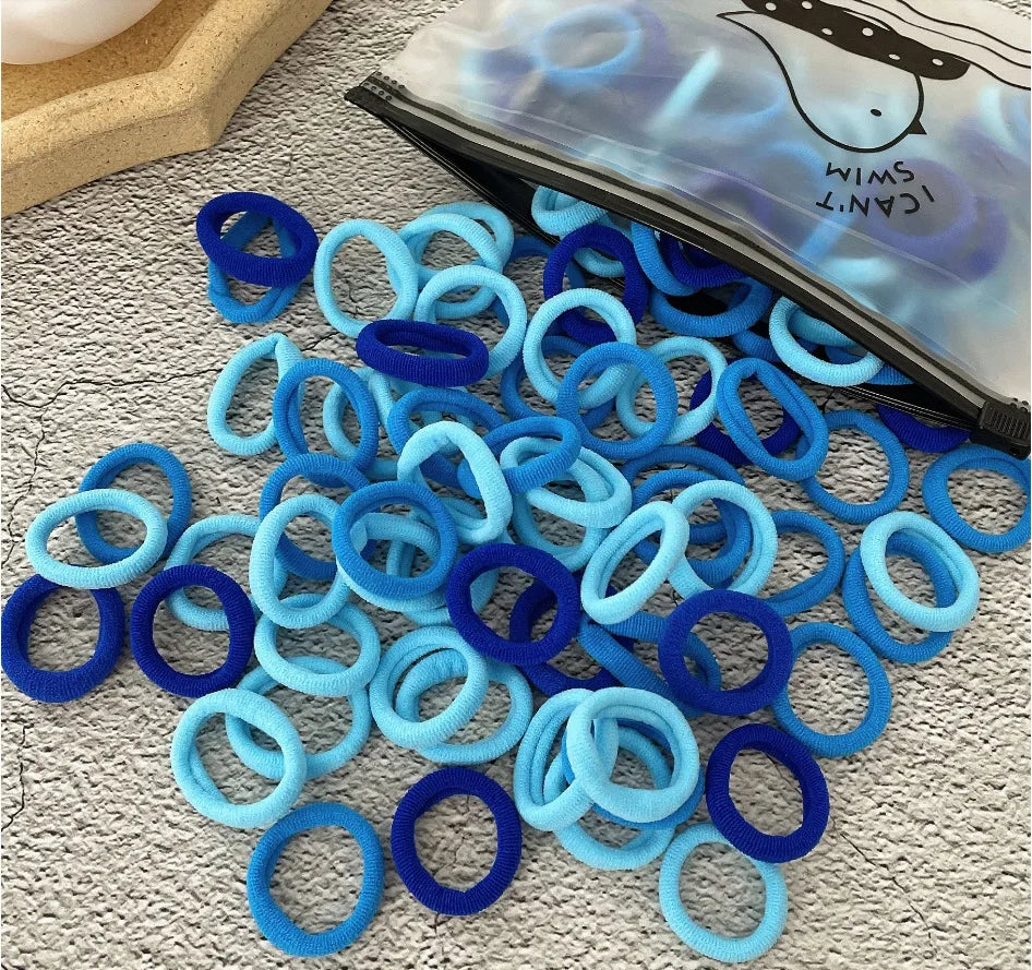Rynx | 50/100pcs Colored Hair Ties for Kids: Elastic Hair Ties