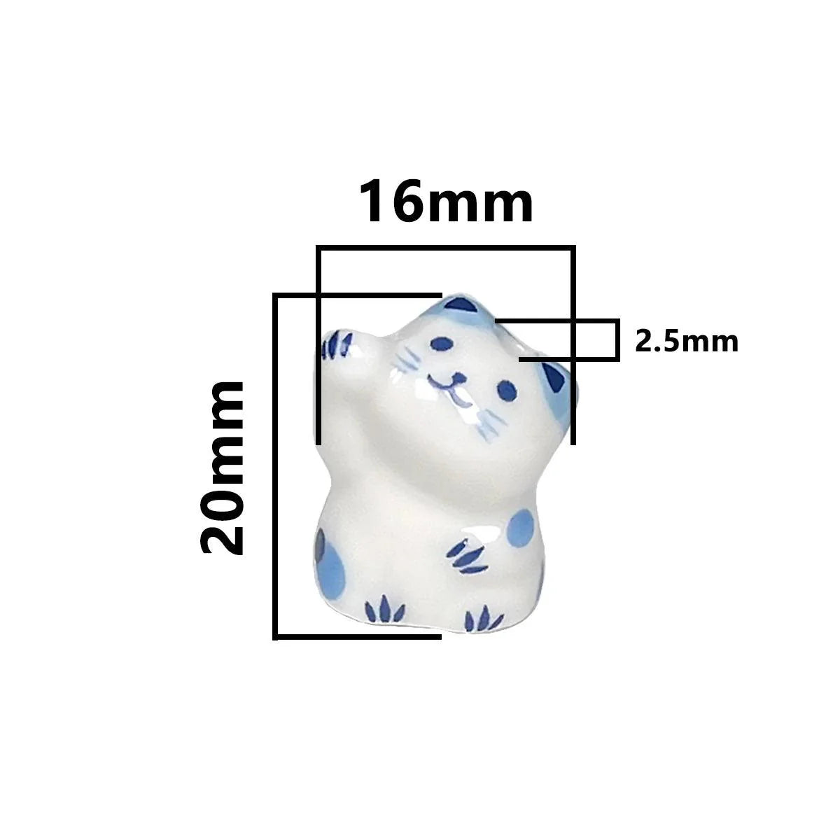 Rynx | Charming anime-inspired lucky cat ceramic beads for creative jewelry projects - 15x21mm porcelain essentials with vertical hole