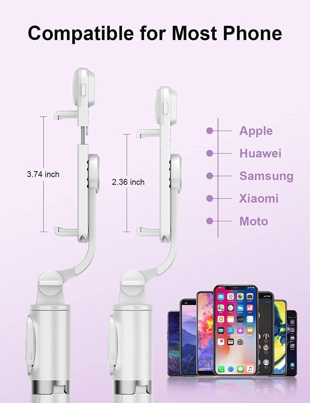 Rynx | Versatile wireless tripod selfie stick with Bluetooth remote control, 360° rotation and built-in fill light - Compatible with Android and iOS