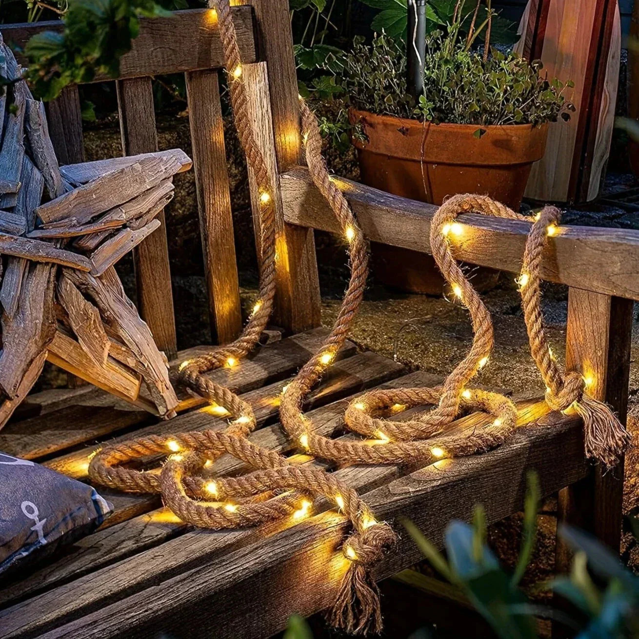 Rynx | SolarRope | Solar-powered hemp rope light | Sustainable decorative lighting for garden & terrace