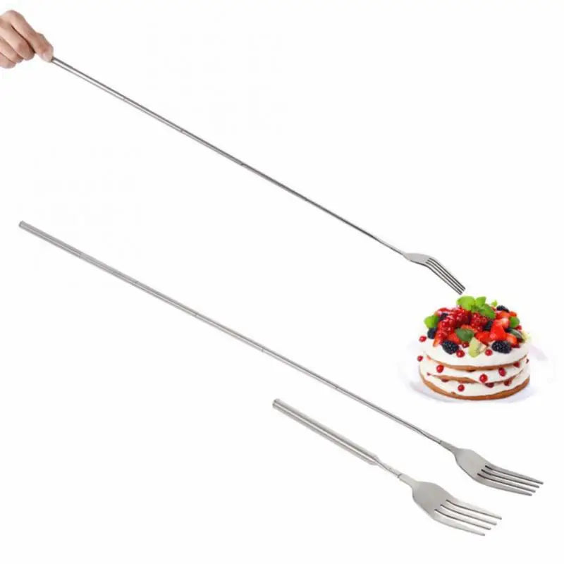 Rynx | Telescopic BBQ Extendable Fork - 64CM Long Handle, Multipurpose Dinner and Fruit Fork for Meat and Desserts, Kitchen Accessory