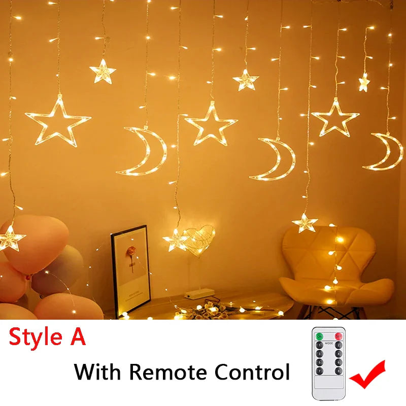 Rynx | 220V/110V/Battery Christmas Lights 2025 Light String Fairy Garland Curtain Decor for Holiday Party Christmas 2024 New Year's Decoration