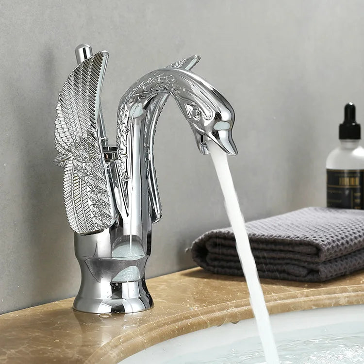 Rynx | Swan Single Handle Golden Basin Faucet Chrome Short