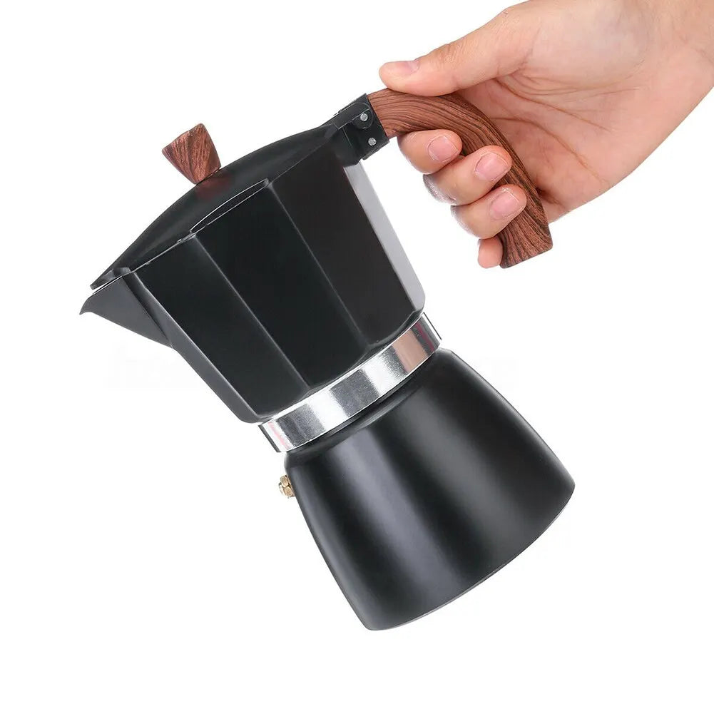 Rynx | Stovetop Moka Pot - Wooden Handle - Powerful Coffee Experience