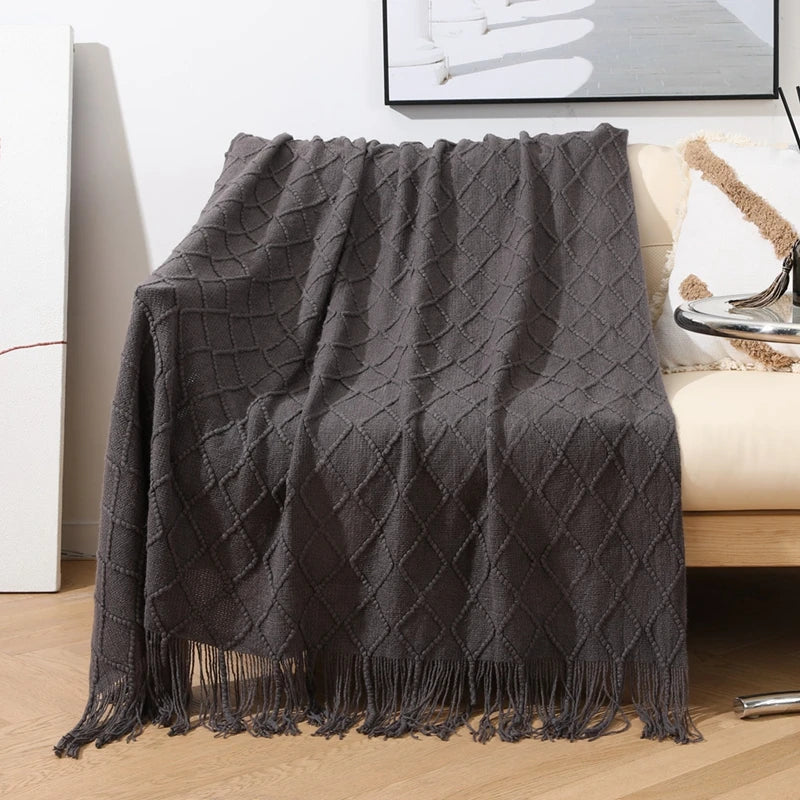 Rynx | purple diamond knit blanket