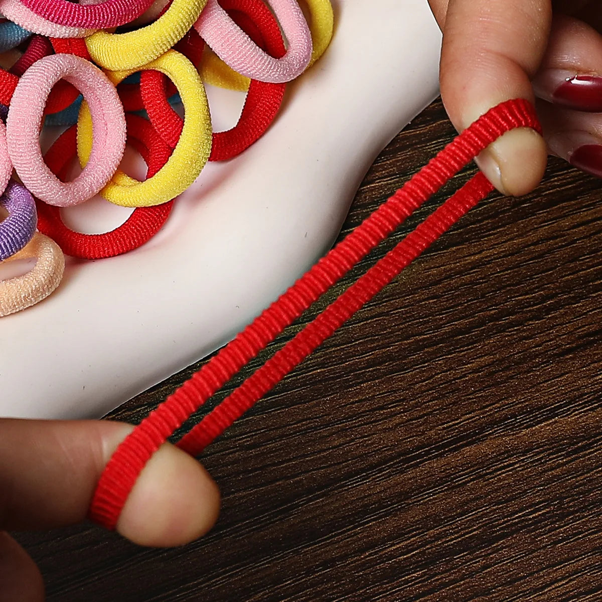 Rynx | 50/100pcs Colored Hair Ties for Kids: Elastic Hair Ties