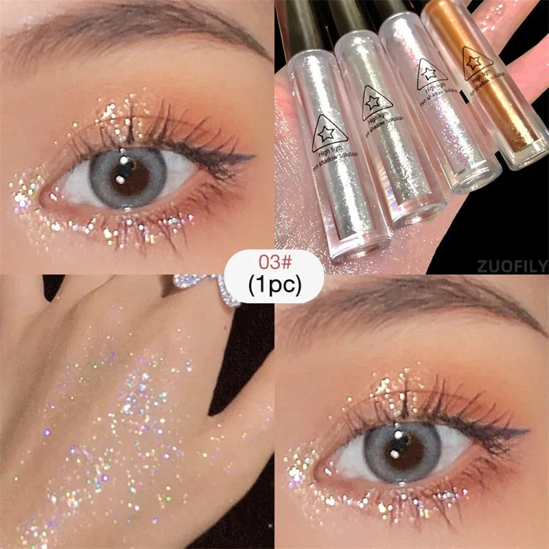 Rynx | 4pcs/1pcs Flüssiger Lidschatten Perlen Glitzer Lang anhaltend Wasserdicht Flüssiger Lidschatten Schnelltrocknender Glitzer Schimmer Augen Make-up