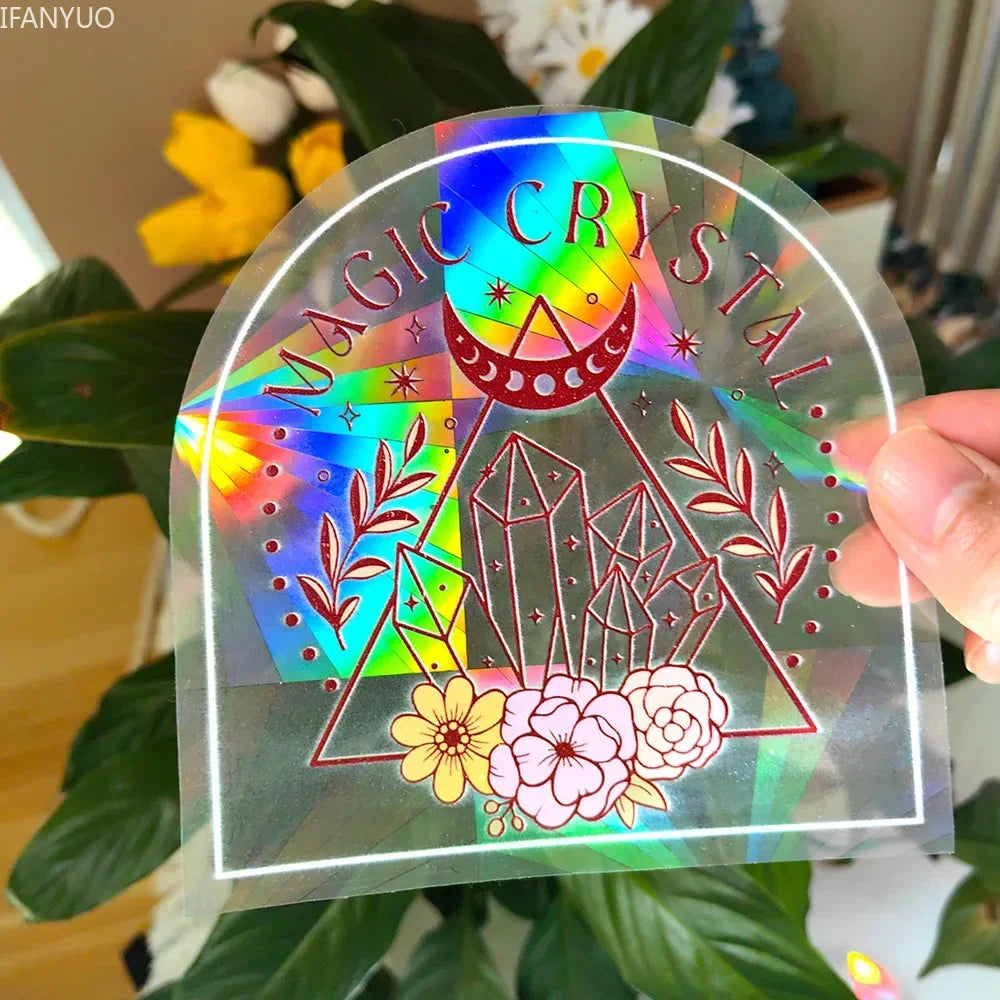 Rynx | PVC Self-Adhesive Glass Window Stickers | Sun Catcher Cat Moth Energy Suncatcher | Rainbow Prisms Sunlight Decals