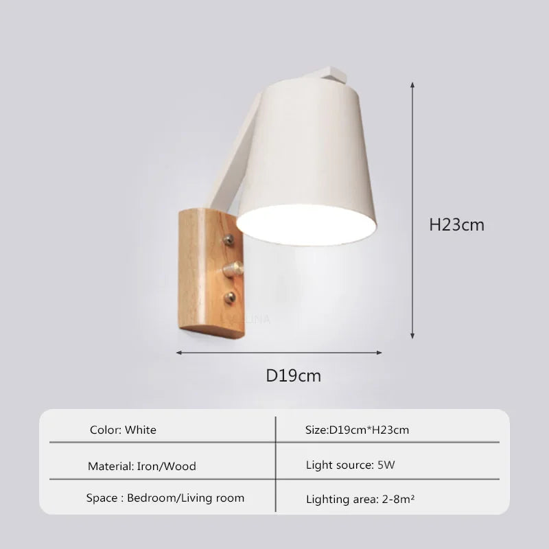 Rynx | HoutLys - LED Wall Lamp with Switch Nightstand Lamp Living Room Decoration