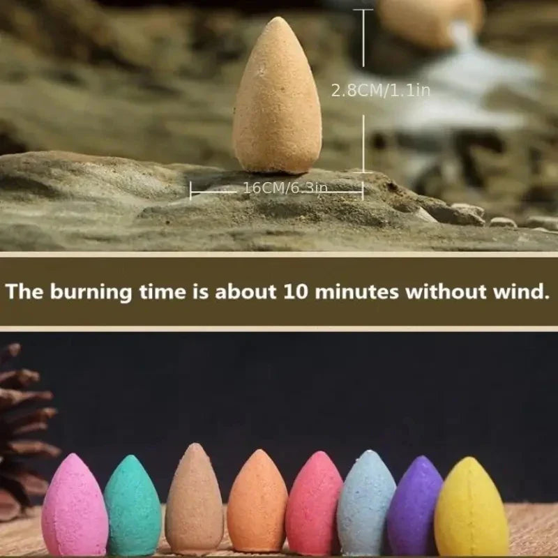 Rynx | Aromatic Bliss Bundle: 20pcs Mix Natural Backflow Incense Cones - Rose, Jasmine, Lavender, Sandalwood Fusion