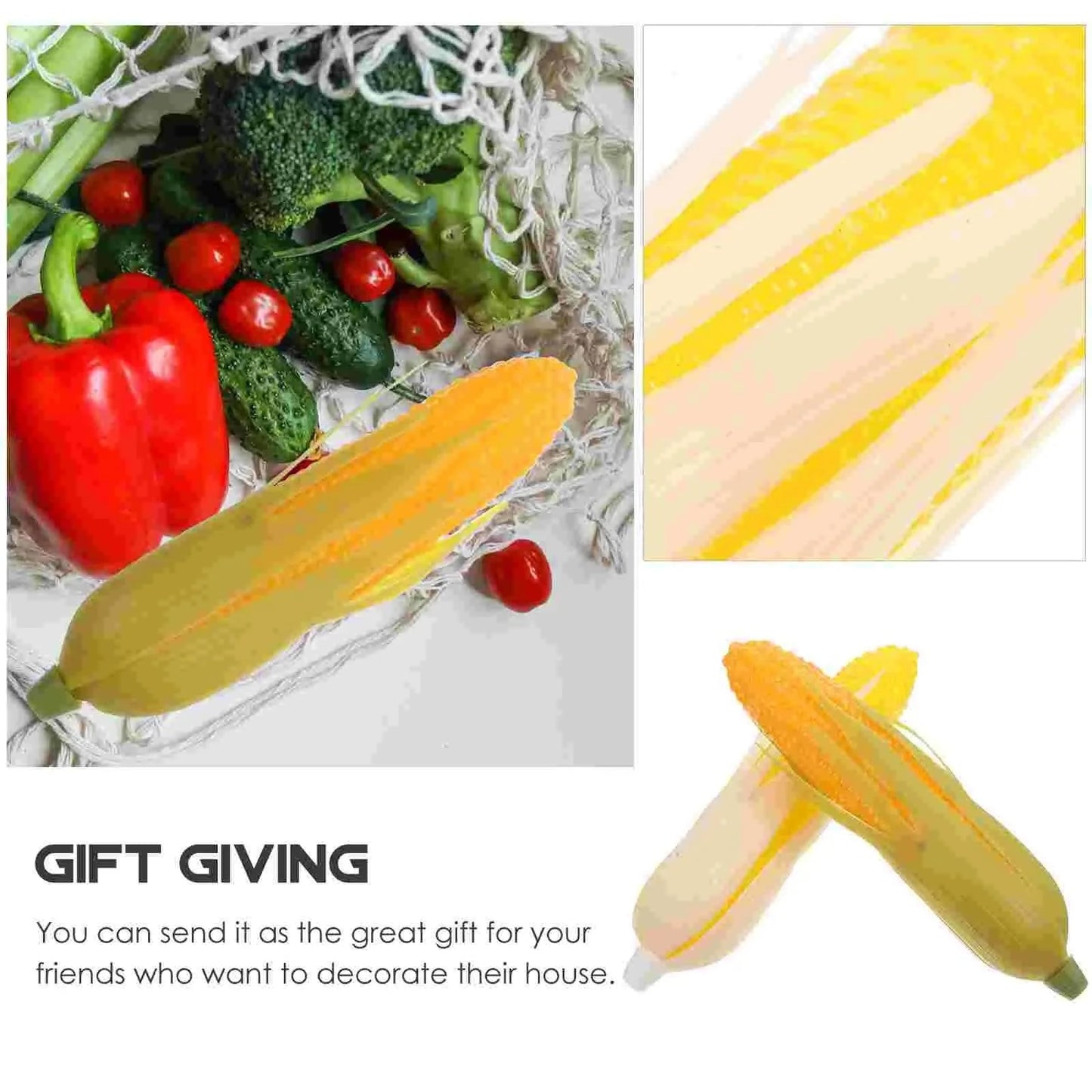 Rynx | Realistic Corn Decoration Set - Four Life-like Plastic Corn for Home and Photography
