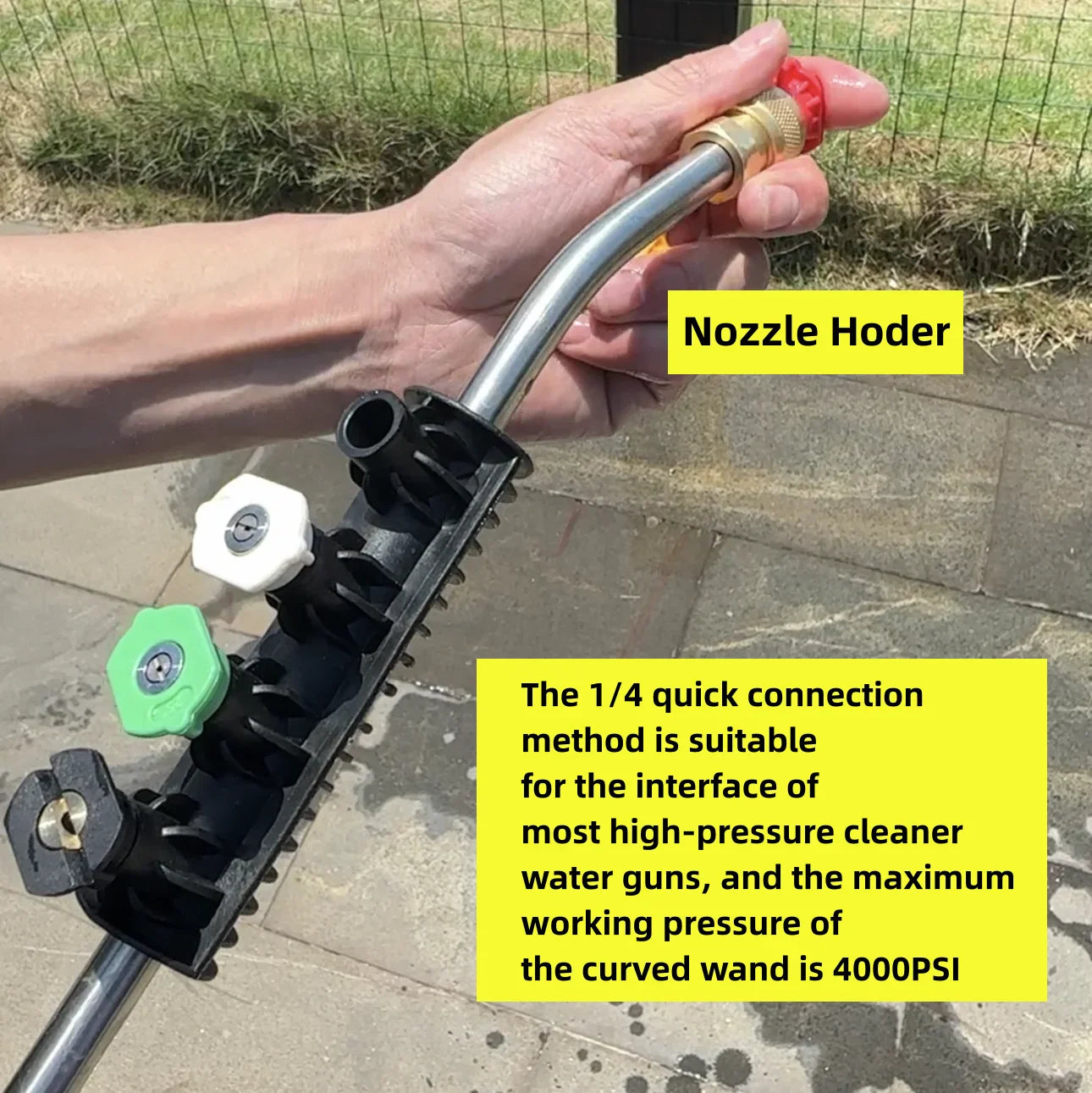 Rynx | 15-Inch Pressure Washer Wand with 30-Degree Curved Extension - Includes 5 Spray Nozzles and Nozzle Holder - 1/4 Inch Quick Connect