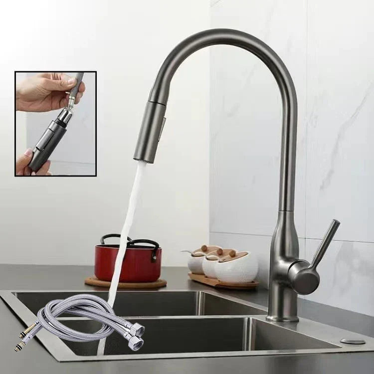 RYNX | Steelflow – Kitchen Mixer With Pull-Out Spray Gray Canon with hose
