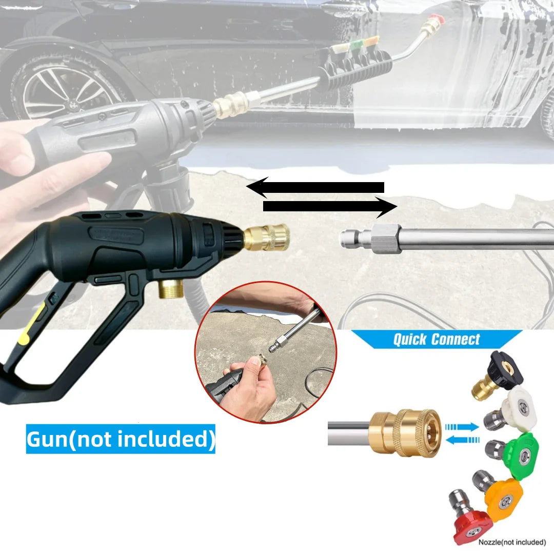 Rynx | 15-Inch Pressure Washer Wand with 30-Degree Curved Extension - Includes 5 Spray Nozzles and Nozzle Holder - 1/4 Inch Quick Connect
