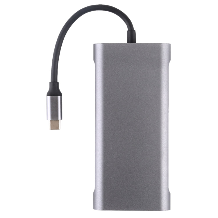 Rynx | 11 in 1 VGA + LAN Port + 4 x USB 3.0 + SD / TF Card + HDMI + Audio Port + USB-C / Type-C Female to USB-C / Type-C HUB Adapter (Dark Gray)