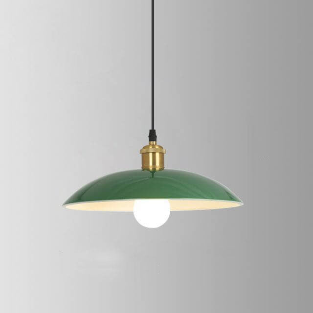 Rynx | RetroDome Industrial Vintage Pendant Light | Green Iron Dome Design | Single Light | Rustic Ceiling Lighting