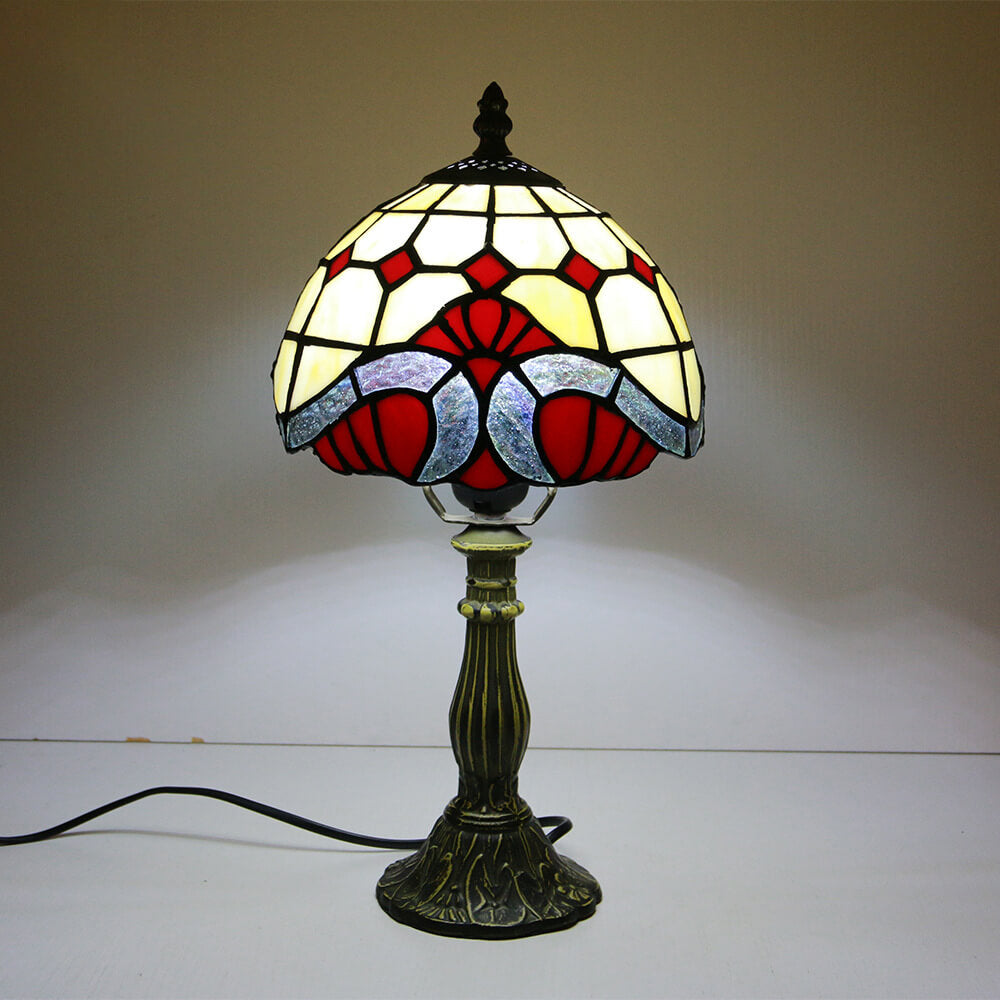 Rynx | Tiffany Vintage Stained Glass Flower Dome 1-Light Table Lamp