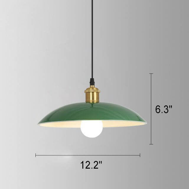Rynx | RetroDome Industrial Vintage Pendant Light | Green Iron Dome Design | Single Light | Rustic Ceiling Lighting