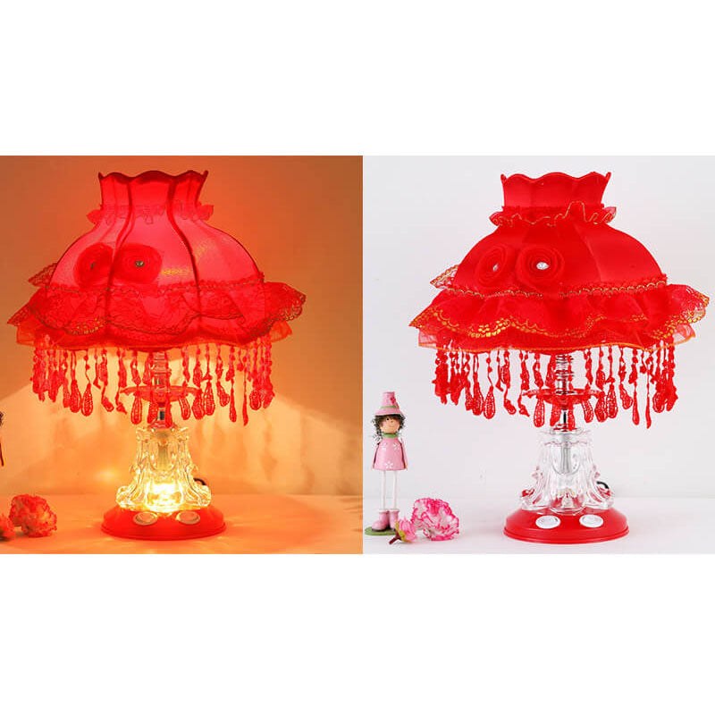 Rynx | Elarion Glow Table Lamp | European Design | Fabric Shade & Glass Base | Dimmable | Romantic Lighting