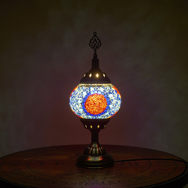 Rynx | Glomera Tiffany Table Lamp | Oval Design | Romantic Lighting | For Bedrooms & Living Spaces