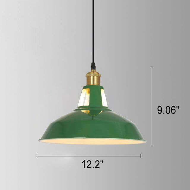 Rynx | RetroDome Industrial Vintage Pendant Light | Green Iron Dome Design | Single Light | Rustic Ceiling Lighting