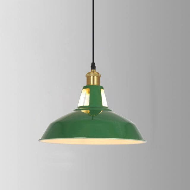 Rynx | RetroDome Industrial Vintage Pendant Light | Green Iron Dome Design | Single Light | Rustic Ceiling Lighting