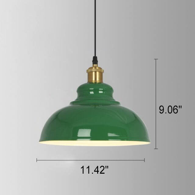 Rynx | RetroDome Industrial Vintage Pendant Light | Green Iron Dome Design | Single Light | Rustic Ceiling Lighting