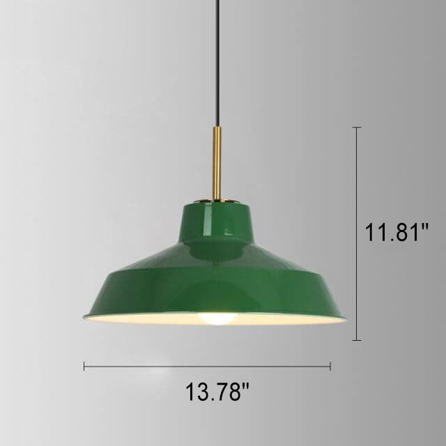 Rynx | RetroDome Industrial Vintage Pendant Light | Green Iron Dome Design | Single Light | Rustic Ceiling Lighting