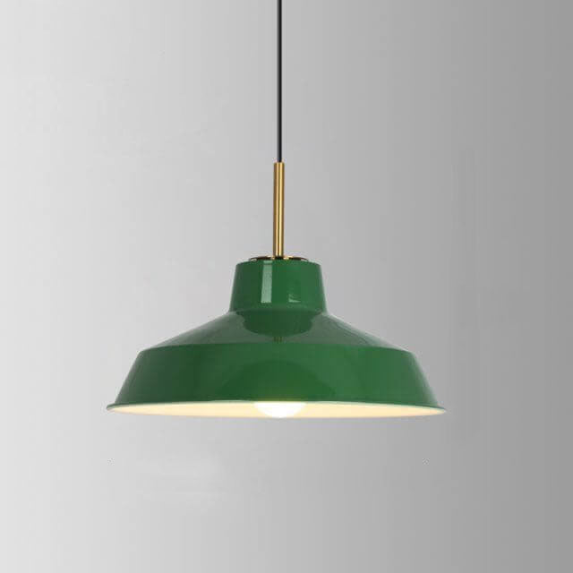 Rynx | RetroDome Industrial Vintage Pendant Light | Green Iron Dome Design | Single Light | Rustic Ceiling Lighting