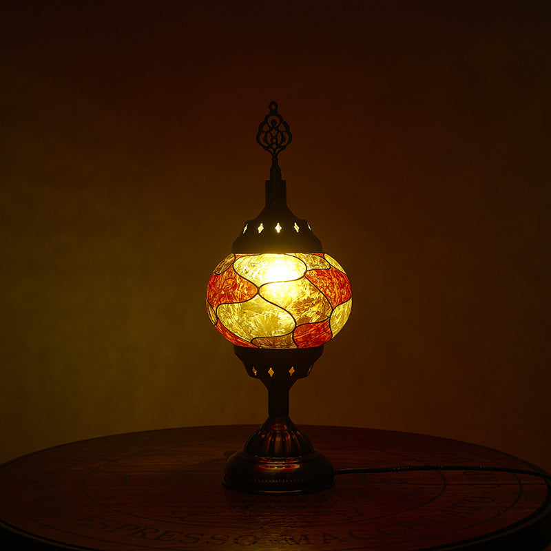 Rynx | Glomera Tiffany Table Lamp | Oval Design | Romantic Lighting | For Bedrooms & Living Spaces